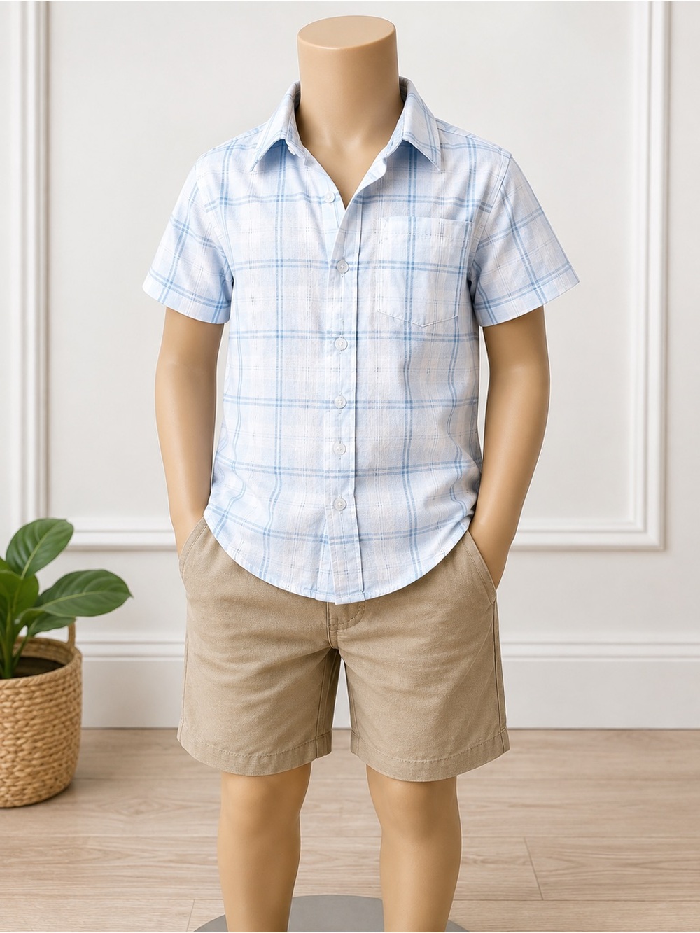 Cat & Jack Kids Size 8 Plaid Top – 100% Cotton